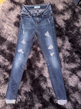 Wax Jeans, Teens Ripped Skinny Jeans - Blue Denim